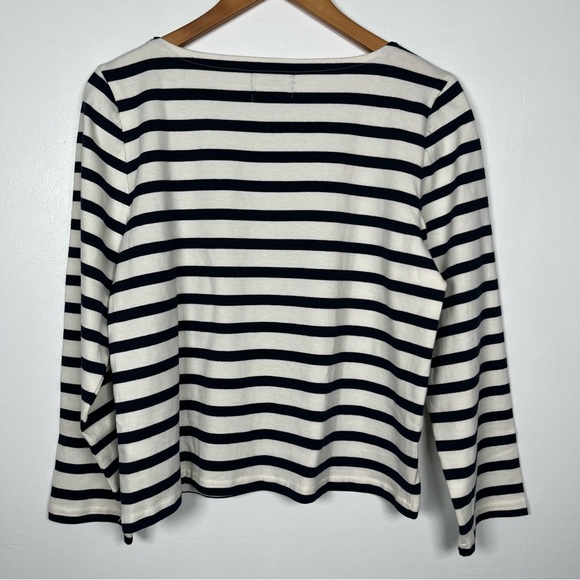 J.Crew Size M Classic mariner cloth boatneck T-shirt in stripe Ivory Navy - Picture 6 of 9